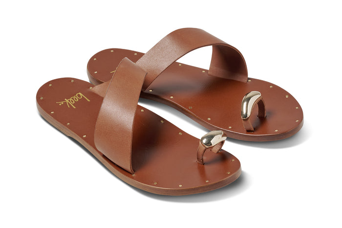 beek Goldfinch Leather Toe-Ring Sandal Tan
