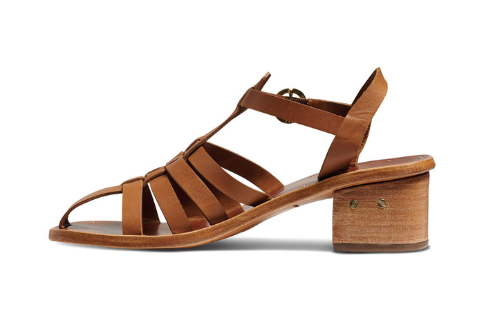 Beek Heron Leather Block Heel Sandal Tan