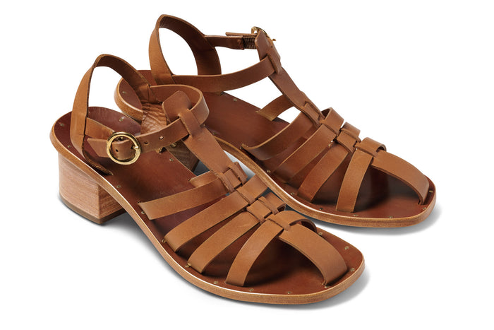 beek Heron Leather Block Heel Sandal Tan