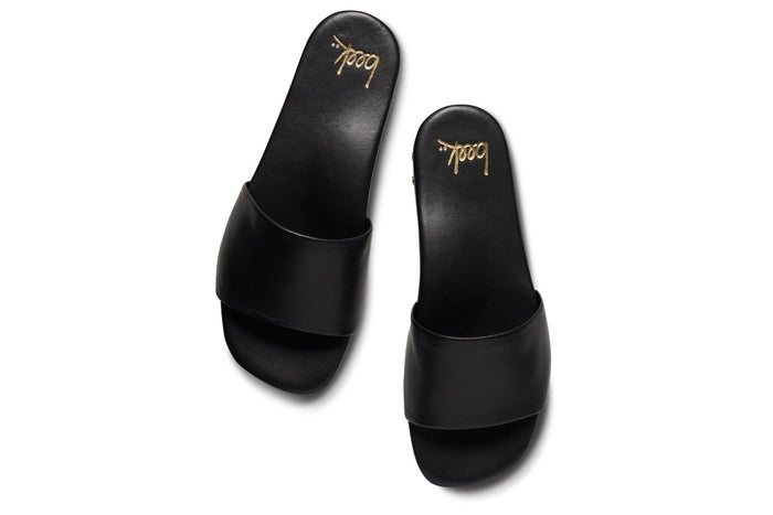 Beek Honeybird Leather Slide Sandal Black