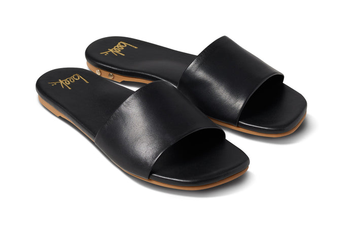 beek Honeybird Leather Slide Sandal Black