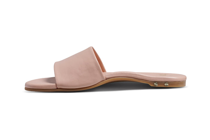 Beek Honeybird Leather Slide Sandal Blush