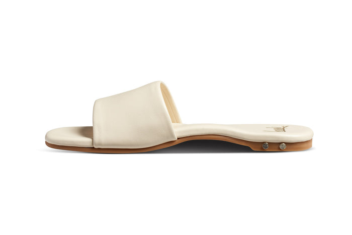 Beek Honeybird Leather Slide Sandal Eggshell