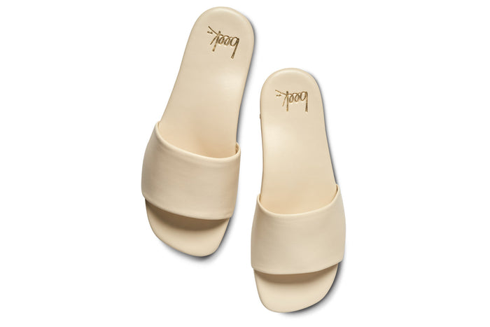 Beek Honeybird Leather Slide Sandal Eggshell