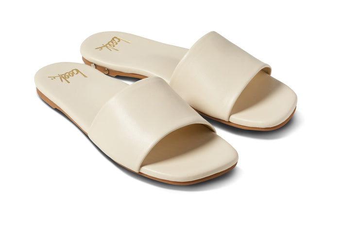 beek Honeybird Leather Slide Sandal Eggshell
