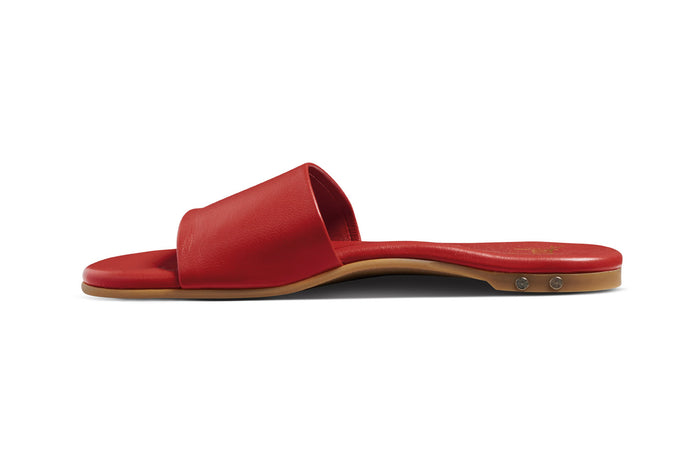 Beek Honeybird Leather Slide Sandal Red