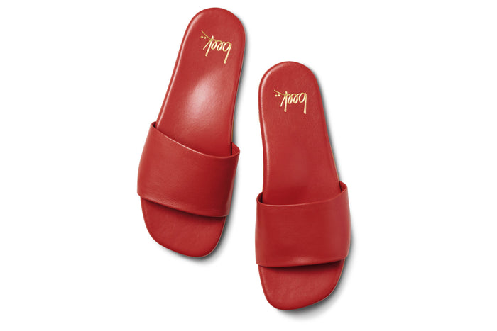 Beek Honeybird Leather Slide Sandal Red