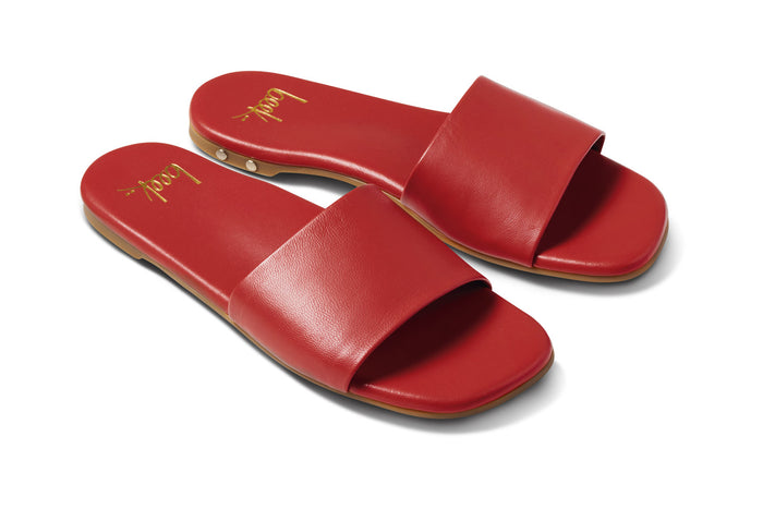 beek Honeybird Leather Slide Sandal Red