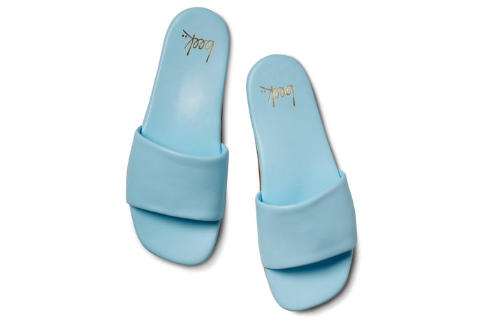 Beek Honeybird Leather Slide Sandal Sky