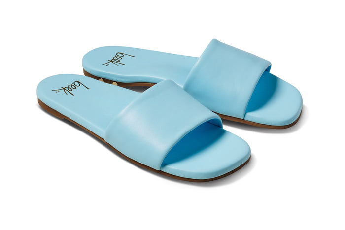 beek Honeybird Leather Slide Sandal Sky