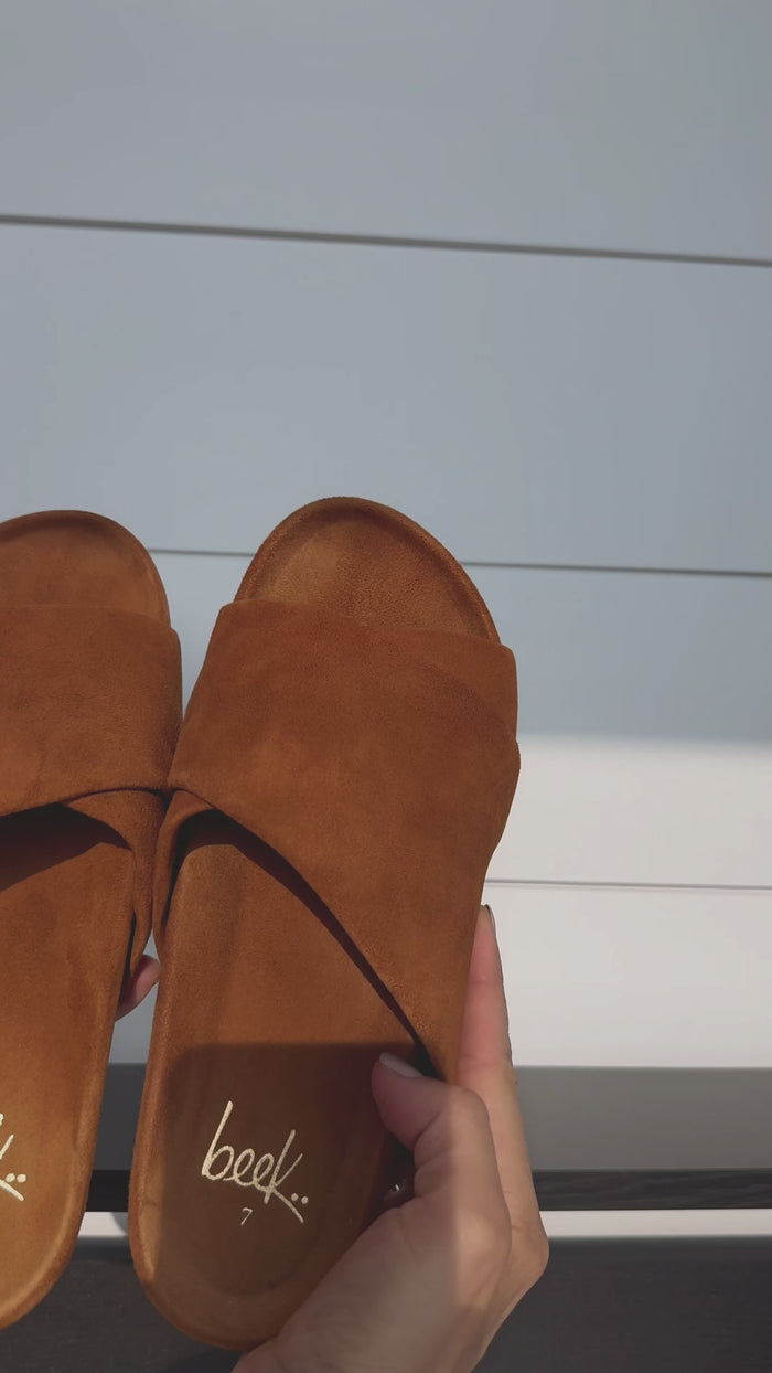 Beek Kea Suede Slide Sandal Caramel