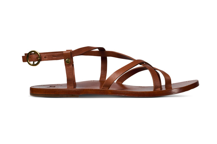 Beek Linnet Leather Toe Ring Sandal Tan