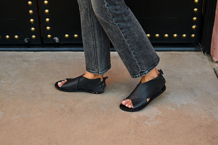 Beek Loon Ankle Tie Sandal Black