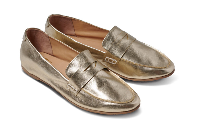 beek Moorhen Leather Loafer Gold