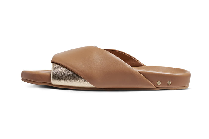 Beek Paloma Leather Slide Sandal Gold/Honey