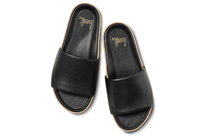 Beek Pelican Jute Platform Sandal Black