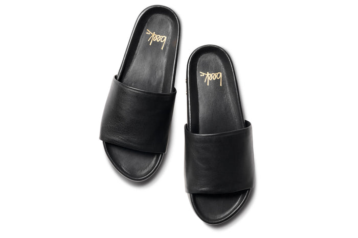 Beek Pelican Leather Platform Sandal Black