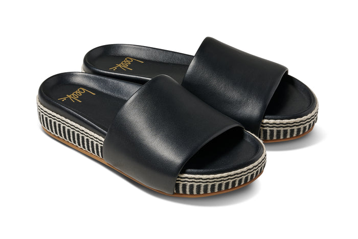 beek Pelican Textile Leather Platform Sandal Black