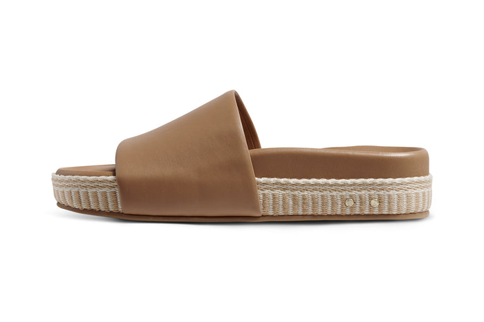 Beek Pelican Textile Leather Platform Sandal Honey