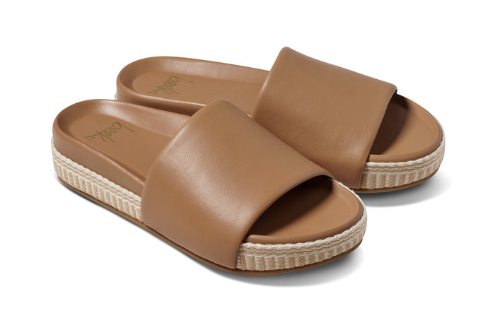 beek Pelican Textile Leather Platform Sandal Honey