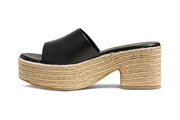 Beek Prinia Jute Platform Heeled Sandal Black