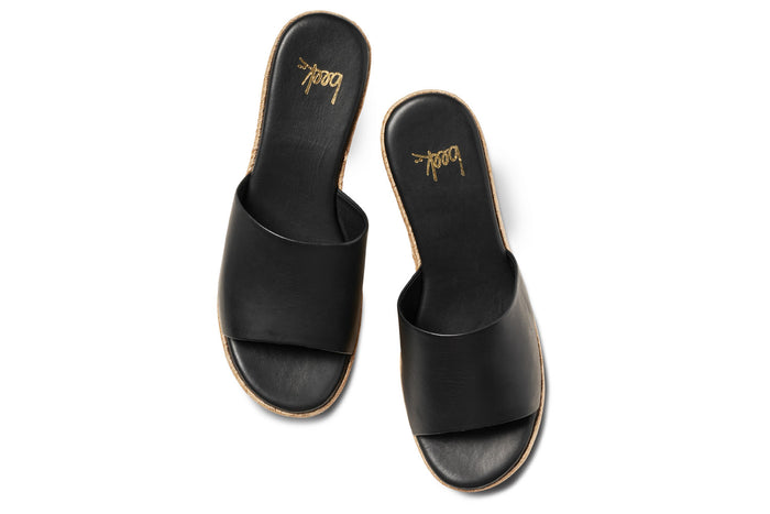 Beek Prinia Jute Platform Heeled Sandal Black