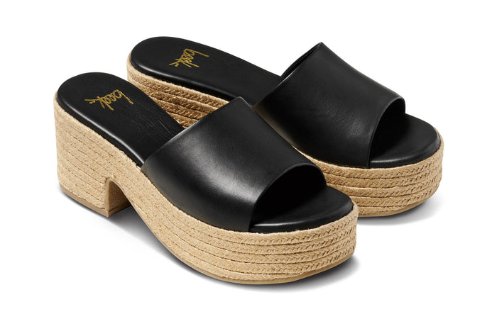 beek Prinia Jute Platform Heeled Sandal Black