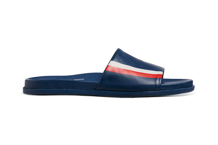 Beek Railibird Leather Slide Sandal Stripe