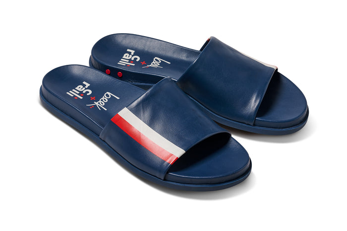 beek Railibird Leather Slide Sandal Stripe