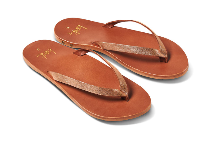 beek Seabird Leather Thong Sandal Peony/Tan
