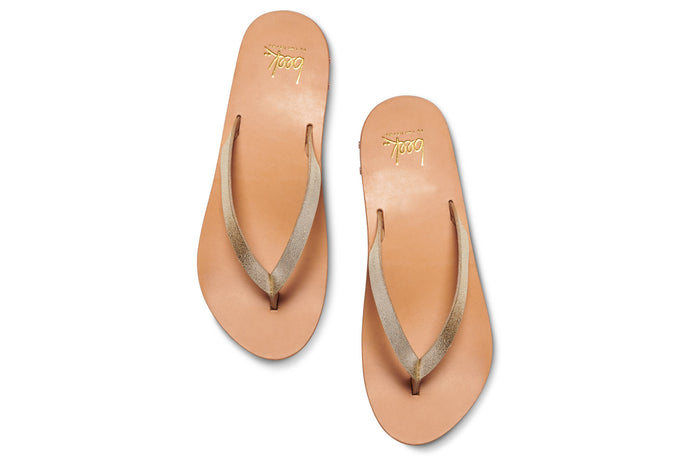 Beek Seabird Leather Thong Sandal Platinum/Honey