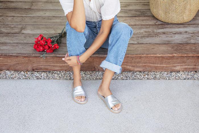 Beek Starling Leather Slide Sandal Bronze