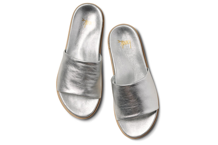Beek Starling Leather Slide Sandal Silver