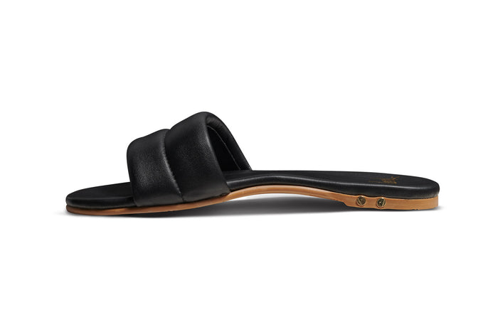 Beek Sugarbird Leather Slide Sandal Black