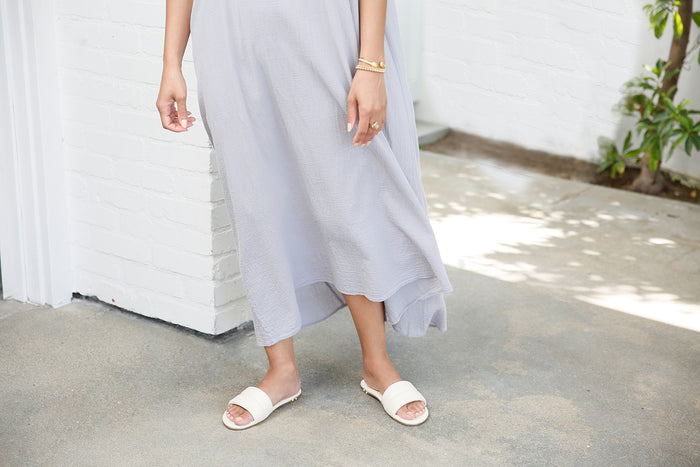 Beek Sugarbird Leather Slide Sandal Eggshell
