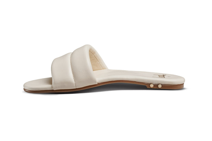 Beek Sugarbird Leather Slide Sandal Eggshell