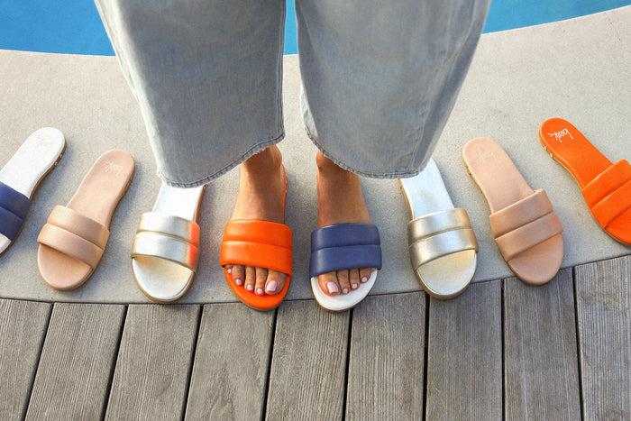 Beek Sugarbird Leather Slide Sandal Flame