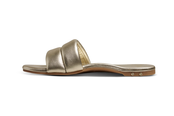 Beek Sugarbird Leather Slide Sandal Platinum