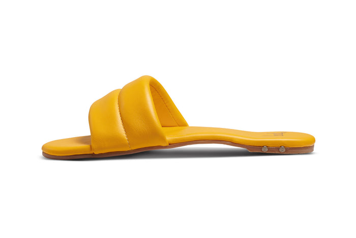 Beek Sugarbird Leather Slide Sandal Sunflower