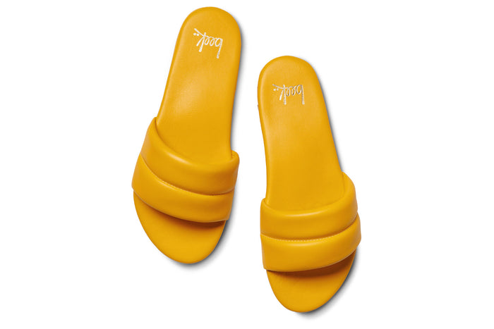 Beek Sugarbird Leather Slide Sandal Sunflower
