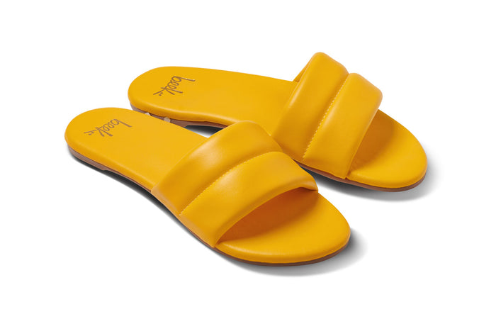 beek Sugarbird Leather Slide Sandal Sunflower