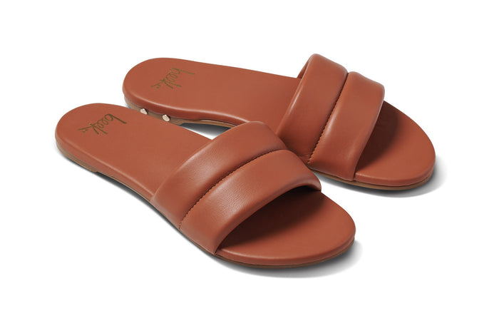 beek Sugarbird Leather Slide Sandal Tan