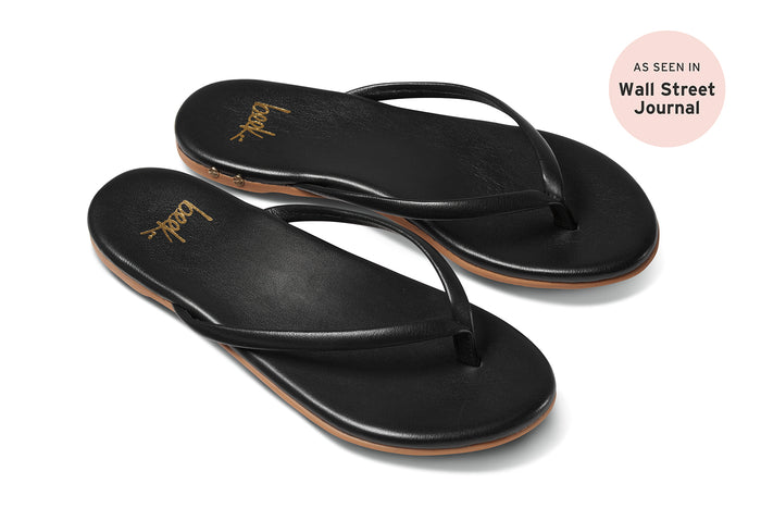 beek Sunbeam Leather Flip Flop Sandal Black