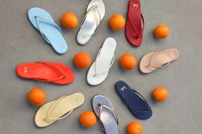 Beek Sunbeam Leather Flip Flop Sandal Navy