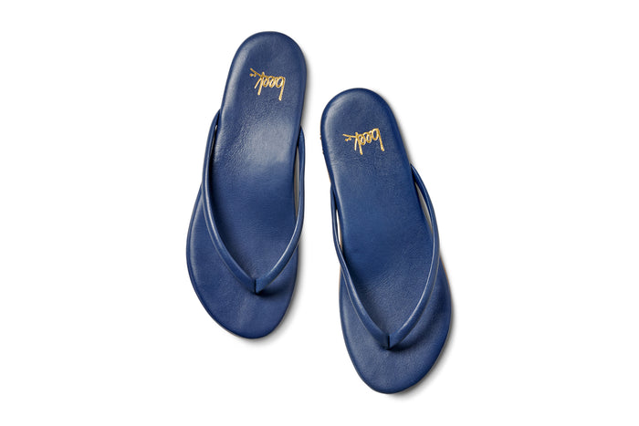 Beek Sunbeam Leather Flip Flop Sandal Navy