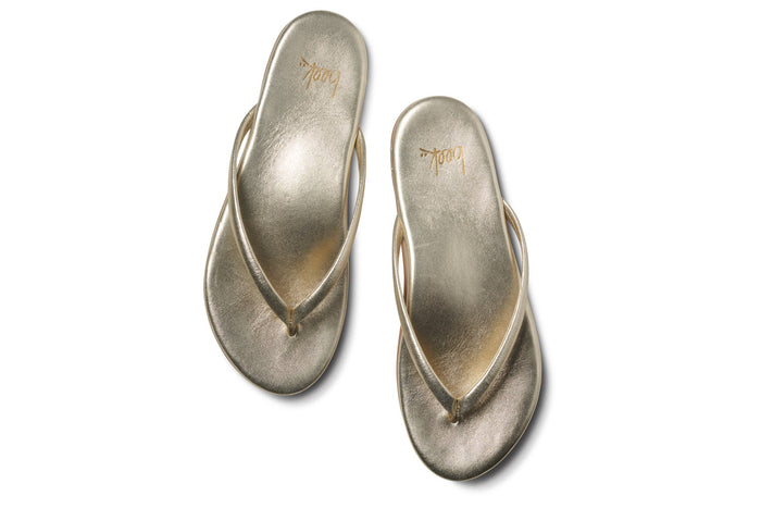 Beek Sunbeam Leather Flip Flop Sandal Platinum