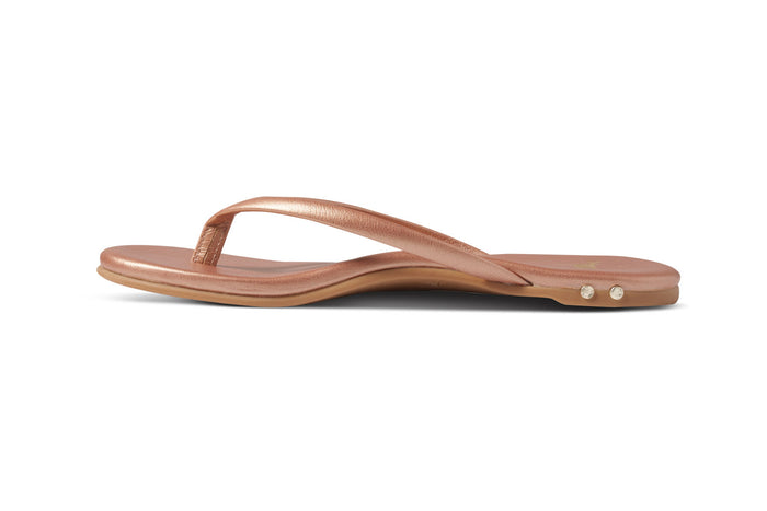 Beek Sunbeam Leather Flip Flop Sandal Rose Gold