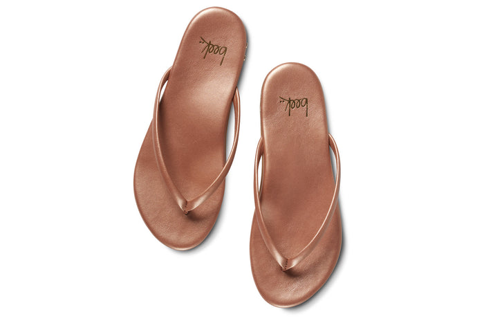 Beek Sunbeam Leather Flip Flop Sandal Rose Gold