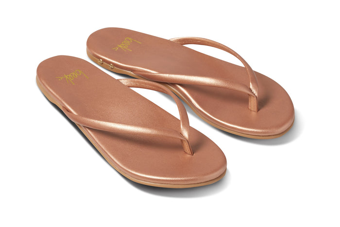 beek Sunbeam Leather Flip Flop Sandal Rose Gold