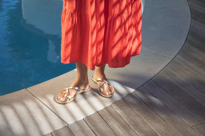Beek Sungem Leather Slide Sandal Gold